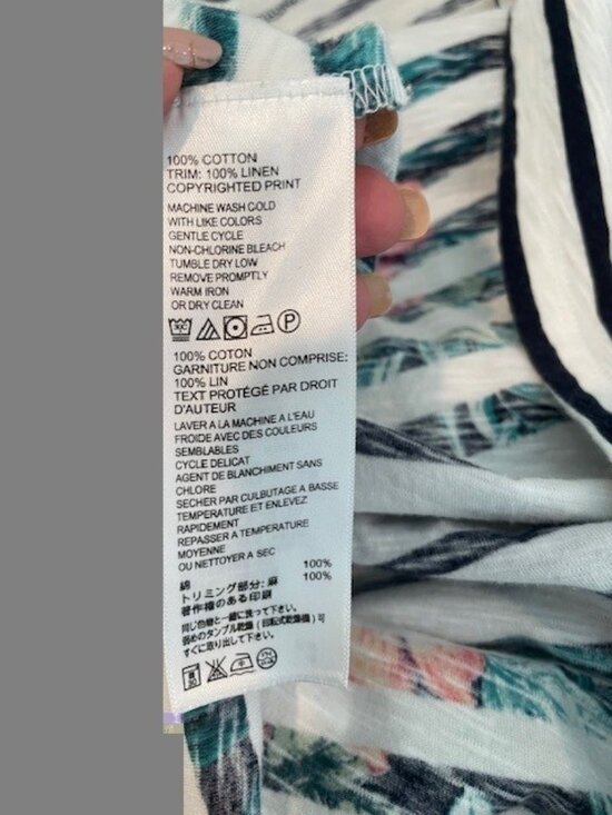 TOMMY BAHAMA Sleeveless Blue White Striped w/Tropical Print Cotton Dress MEDIUM - Picture 14 of 14